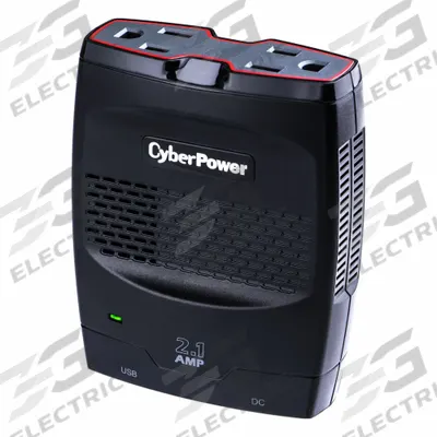 CYBER POWER Power Inverter: 12V DC Auto Power Port, 140 W Continuous Output Power, 2 Outlets - Inverters