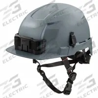 MILWAUKEE Safety Helmet: Gray, No Graphics, Ratchet, Polyethylene, Headlamp Mount, Solid, Ratchet (MPN 48-73-1337). Key specifications — Brand: MILWAUKEE; Head Protection Graphics: No Graphics; Head Protection Material: Polyethylene; Accessory Mounting Options: Headlamp Mount; Suspension Adjustment Type: Ratchet; Color/Graphics Type: Solid; Head Protection Color: Gray; Suspension Adjustment Type (BROAD): Ratchet.