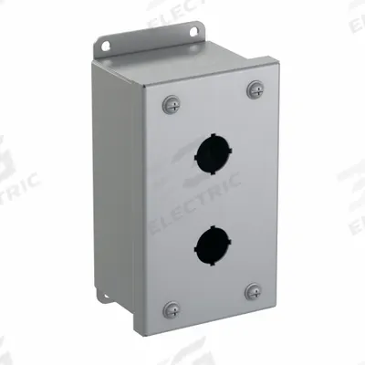 HAMMOND Push Button Enclosure: 22mm, 2 Holes, Carbon Steel - Enclosures for 22mm Operators