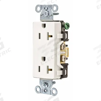 BRYANT Receptacle: Decorator Duplex, 5-20, White, 125V AC, 20 A, 2 Pole / 3 Wire (MPN DRS20WHI) - General Purpose Receptacles