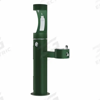 ELKAY COMMERICAL Drinking Fountain with Bottle Filler: Freestanding, 64 in Ht, 14 in Dp - Freestanding Single Outdoor Drinking Fountains with Bottle Fillers