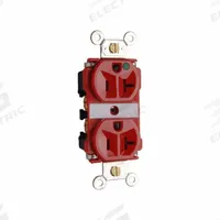 PASS & SEYMOUR Receptacle: Hospital Grade, Duplex, 5-20R, Red, GFCI, 125V AC, 20 A, 2 Pole / 3 Wire (MPN 8300REDMRI). Key specifications — attr1367147: PASS & SEYMOUR.