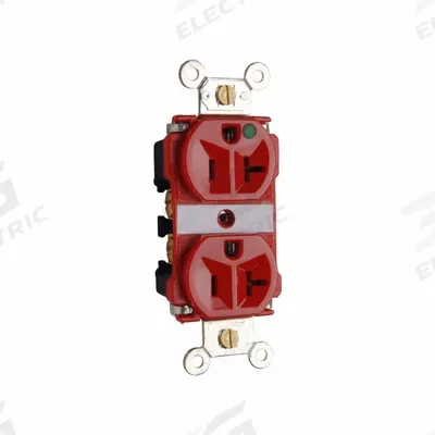 PASS & SEYMOUR Receptacle: Hospital Grade, Duplex, 5-20R, Red, GFCI, 125V AC - General Purpose Receptacles