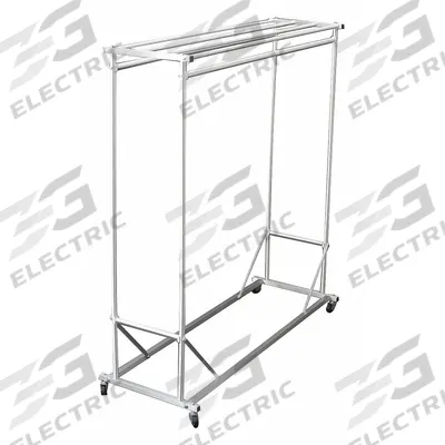 GLARO Garment Rack: Rod Design (No ) Hooks, 2 Rods, 64 in Overall Ht, 48 in Overall Wd - Garment Racks