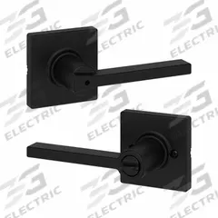 KWIKSET Door Lever Lockset: Privacy Lever Locksets, ADA Compliant (MPN 300CSL-SQT-514-6AL-RCS). Key specifications — Ligature Resistance: Not Ligature-Resistant; Brand: KWIKSET; Lockset Function ANSI Code: F76; Visual Indicator Message: No Message; Lockset Style: Rose; ADA Compliant: Yes; Finish: Black Painted : Zinc.