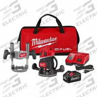 MILWAUKEE Cordless Compact Router Kit: M18, Battery Included, Fixed and Plunge Base, 2.25 hp, 6.0 Ah (MPN 2838-21). Key specifications — attr217755: (1) Charger; attr217749: 6.0 Ah; attr217752: Brushless; attr217778: 2-1/2 in.
