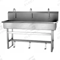 SANI-LAV Wash Station: 45 in Overall Ht, 57 in Bowl Lg, 8 in Bowl Dp, 2 gpm Flow Rate, 16 ga (MPN 56F1). Key specifications — Includes Side Splash: Side Splash Not Included; Brand: SANI-LAV.