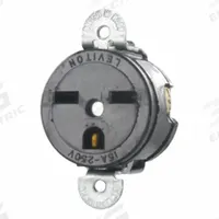 LEVITON Plugs and Receptacles: Single, 6-15, Black, 250V AC, 15 A, 2 Pole / 3 Wire (MPN 5658-SS)