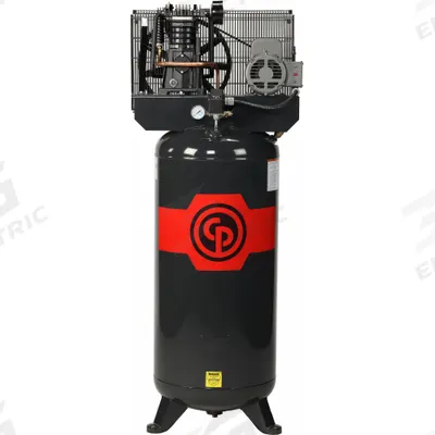 CHICAGO PNEUMATIC Stationary Air Compressor: 5 hp, 2 Stage, Vertical, 60 gal, 14.6 cfm - Splash Lubricated Stationary Electric Air Compressors