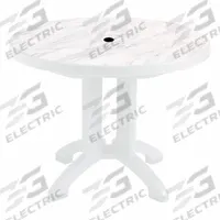 GROSFILLEX Folding Patio Table: White Marble, Resin, 28 3/8 in Overall Ht, 38 in Overall Dia, White (MPN US921004). Key specifications — Frame Color: White; Frame Material: Polypropylene; Tabletop Color: White Marble; Tabletop Material: Resin.