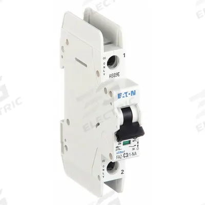 EATON Miniature Circuit Breaker: 3 A Amps, 48V DC, 10kA at 277/480V AC, Screw Clamp - C-Curve, 1-Pole UL489 DIN Rail-Mount Miniature Circuit Breakers