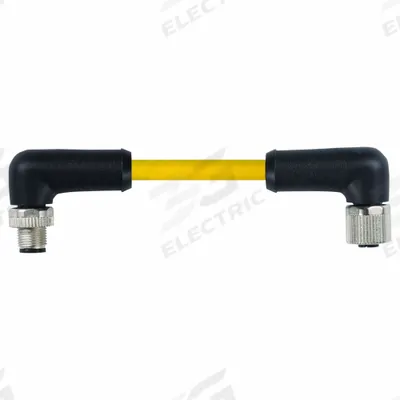 MURRELEKTRONIK Cordset: M12 Male Right Angle X M12 Female Right Angle, 5 Pins, Yellow - Double-Ended Cordsets with TPE Jacket for Heaviest-Duty Applications