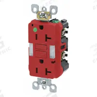 LEVITON GFI Receptacle: Hospital Grade Fed. Spec., Decorator Duplex, 5-20R, Red, GFCI, 125V AC, 20 A (MPN GFNL2-HGR)