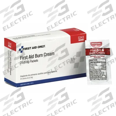 FIRST AID ONLY Topical Burn Cream: Benzalkonium Chloride/Lidocaine HCl, 0.03 oz Size - Burn Reliever Creams