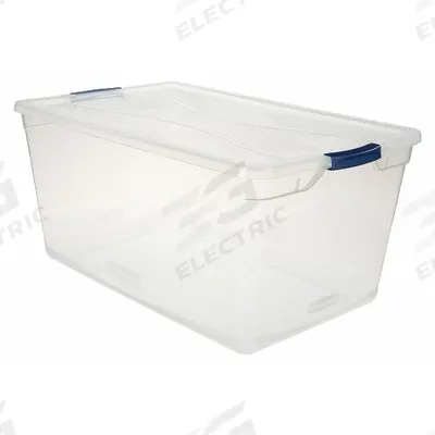 RUBBERMAID Storage Tote: 23.8 gal, 29 in x 17 3/4 in x 13 1/4 in, Clear Body, Clear Lid - Clearview Totes with Latch-On Lids