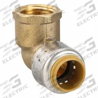 SHARKBITE MAX Push-Fit Adapter Fitting: Elbow, 1/2 in OD x 1/2 in Pipe Size, Push-to-Connect x FNPT (MPN UR308). Key specifications — Brand: SHARKBITE MAX.