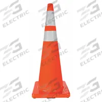 Traffic Cone with Bands: MUTCD/NCHRP-350, 36 in Cone Ht, Orange, High-Intensity Prismatic, PVC (MPN 6FHC7). Key specifications — Base Color: Orange; Brand: APPROVED VENDOR; Cone Material: PVC; Legend: Blank.