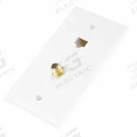 MONOPRICE Audio/Video Wall Plate: 1 Gang, 1 Port, With F-Type, White (MPN 7838). Key specifications — Brand: MONOPRICE; Material: Plastic; Color: White; Compatible Connector Type: F-Type; Outlet Orientation: Vertical; Module Style: Flat.