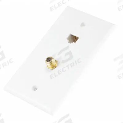 MONOPRICE Audio/Video Wall Plate: 1 Gang, 1 Port, With F-Type - Audio-Video Jacks with Frames