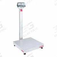 OHAUS Industrial Bench Scale: 24 in x 24 in, Not IP Rated, Column-Mounted, Stainless Steel (MPN D52P125RQV3). Key specifications — Connection Ports: Wi-Fi®; Readability: 0.01 lb/5 g; Brand: OHAUS; Weighing Surface Material: Stainless Steel.