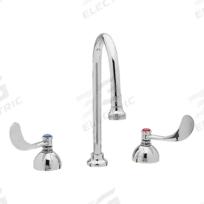 T&S BRASS Gooseneck Kitchen/Bathroom Faucet: Brass, Widespread, Deck, 3 Mounting Holes - Widespread Kitchen Faucets