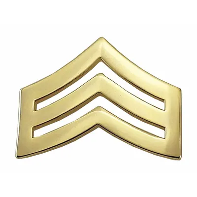 HEROS PRIDE Metal Rank Insignia: SGT. Chevron, 1 in, Gold, Metal, Clutch Pin, Rank Insignia - Metallic Insignia