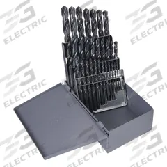 CLE-LINE Reduced Shank Drill Bit Set: 29 Pc, 1/16" to 1/2" by 64ths, 118° Point, Black Oxide HSS (MPN C21159). Key specifications — attr1236168: Metal Index.
