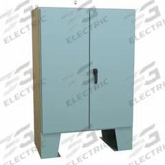 HAMMOND Electrical Enclosure: Steel, 60 in x 48 in x 25 in, NEMA 12, w/Panel, Solid Cover, Hinged (MPN 1422B24F). Key specifications — Brand: HAMMOND; Closure Method: Handle; Knockouts: Not Included.