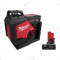 MILWAUKEE Laser Kit with Battery: 0 Lines and 0 Dots, Green Beam, 1 Planes, Horizontal, Included (MPN 3631-21, 48-11-2440). Key specifications — attr935979: M12; attr934757: MILWAUKEE; attr936112: +/- 1/8 in @ 33 ft; attr936114: Manual Leveling; attr935981: (2) Batteries.