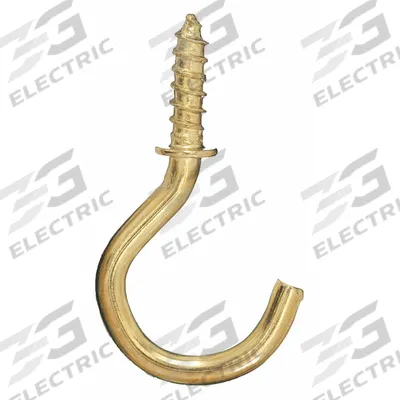 APPROVED VENDOR Cup Hook: Screw-In, 1 Points per Hook, Brass, 3/4 in Projection - Screw-In Utility Hooks