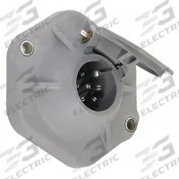 VELVAC Socket: 7-Way, No. 8 Ring Terminals, 20 A Circuit Breaker/Adhesive-Backed Mounting Gasket (MPN 055037)