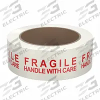 TAPECASE Packing Tape: 2 in Imperial Tape Wd, 55 yd Imperial Tape Lg, 1.9 mil Tape Thick (MPN 15C753). Key specifications — Product Type: Preprinted Messaging Packing Tape; Message: Fragile Handle with Care; Brand: TAPECASE; Tape Series: 150SP.
