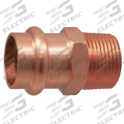 NIBCO Crimp Adapter Fitting: Straight, 2 in CTS x 2 in Pipe size, Press-fit x MNPT - Plumbing Copper & Bronze Press Tube Fittings