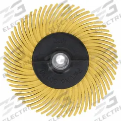 SCOTCH-BRITE Radial Bristle Disc: Type C, 2 in Dia x 3/8 in Wd, 3/8 in Arbor, Ceramic, Yellow, 80 PK (MPN 7100138293). Key specifications — Connector Size: 3/8 in; Brand: SCOTCH-BRITE; Connection Type: Arbor Hole.