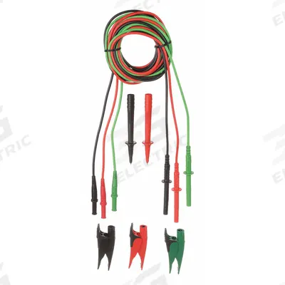 FLUKE Test Lead Set: CAT II 1000V/CAT III 600V, 8.6 ft Test Lead Lg, Black/Green/Red - Test Leads