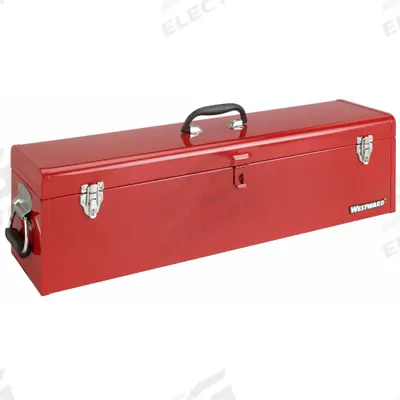 WESTWARD Tool Box: 30 in W 8 in D 9 in H, Steel, Red, Padlock - Steel Tool Boxes