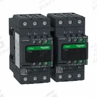 SCHNEIDER IEC Magnetic Contactor: Reversing, 3 Poles, 3NO Contacts, 40 A, 120V AC/48V AC Coil (MPN LC2D40AEHE). Key specifications — Brand: SCHNEIDER; Integrated Surge Suppression: No; Nominal Coil Voltage @ 60Hz: 48V AC.
