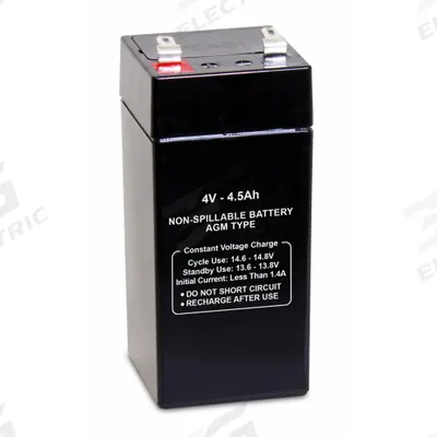APPROVED VENDOR Sealed Lead Acid Battery: 4V DC, 4.5 Ah Capacity, 4.12 in Ht, 1.85 in Wd - AGM Sealed Lead Acid Batteries