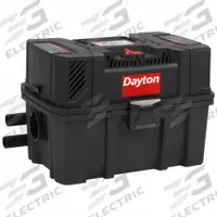 DAYTON Shop Vacuum: 4 gal Tank Size, Plastic, 1 1/4 in Vacuum Hose Dia, 7 ft Hose Lg, Wet/Dry, Std (MPN 61HV79). Key specifications — Tank Material: Plastic; Vacuum Pickup Type: Wet/Dry; Brand: DAYTON.