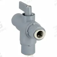 APPROVED VENDOR Manual Three-Way Ball Valve: 3/8 in, PVC, L Flow, Push x Push x Push, One-Piece (MPN 6907690). Key specifications — Brand: APPROVED VENDOR; Handle: Lever.