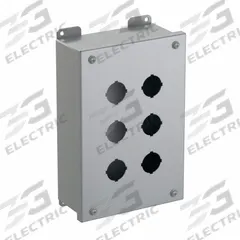 HAMMOND Push Button Enclosure: 30mm, 6 Holes, Carbon Steel, NEMA 12/13 (MPN 1435H). Key specifications — attr211299: HAMMOND; attr1043605: Indoor Dust & Water Droplets.
