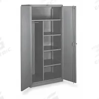 LYON Storage Cabinet: 48 in x 24 in x 82 in, 4 Shelves, Swing Handle & Padlock Hasp, 14 ga Panel (MPN DD1148). Key specifications — attr113700: Adjustable; attr113673: Frame; attr113674: Gray; attr113686: No; attr113685: Assembled; attr113675: Hanging Rods; attr66488: LYON; attr113676: Hanging Rod and Shelves.