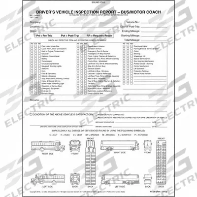 JJ KELLER Motor Coach Vehicle Inspection Report: Carbonless, Driver Vehicle Inspection Report - Motor Coach Vehicle Inspection Reports