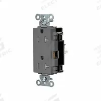 HUBBELL Receptacle: Decorator Duplex, 5-20, Gray, 125V AC, 20 A, 2 Pole / 3 Wire (MPN HBL2162STGYTR)