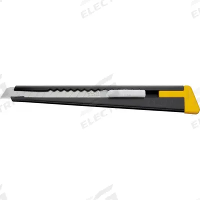 OLFA Snap-Off Utility Knife: 5 1/2 in Overall Lg, Plain, 13 Segments, 0 Blades Stored - 9mm Blade Snap-Off Knives
