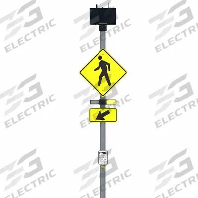 LED Crossing Sign: 30 in x 30 in Nominal Sign Size (W x H), Aluminum, 0.08 in Thick - Flashing LED Pedestrian Crossing Signs