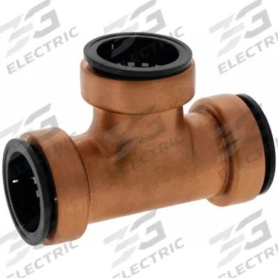 NIBCO Push-Fit Tee Fitting: 1 in OD x 1 in OD x 1 in OD Size - Copper Push-to-Connect Tube Fittings