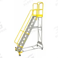 COTTERMAN Rolling Ladder: 5 ft Platform Ht, Assembled, Aluminum, Manual Lock, Serrated (MPN WMXA06R37A3P3). Key specifications — Includes Handrails: Handrails Included; Material: Aluminum; Brand: COTTERMAN; Color: Yellow.