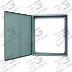 HAMMOND Electrical Enclosure: Steel, 42 in x 36 in x 12 in, NEMA 12/13, w/Panel, Solid Cover, Hinged (MPN 1418P12). Key specifications — Brand: HAMMOND; Closure Method: Clamps; Knockouts: Not Included.