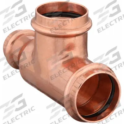 VIEGA PROPRESS Crimp Tee Fitting: Tee, 1 1/4 in CTS x 3/4 in CTS x 1 1/4 in CTS size - Plumbing Copper & Bronze Press Tube Fittings